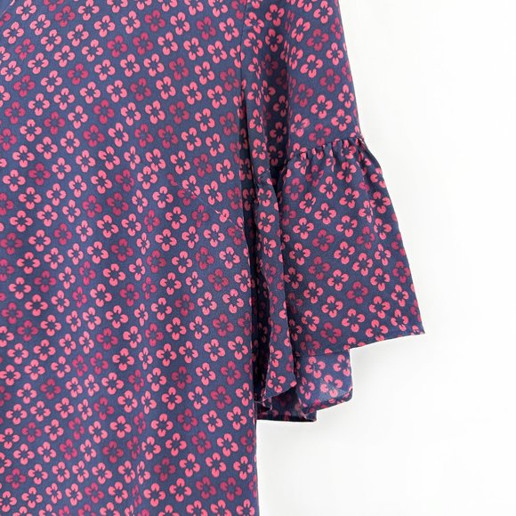 Madewell Purple, Pink & Navy Bell Sleeve Silk Mini Dress - Picture 3 of 8